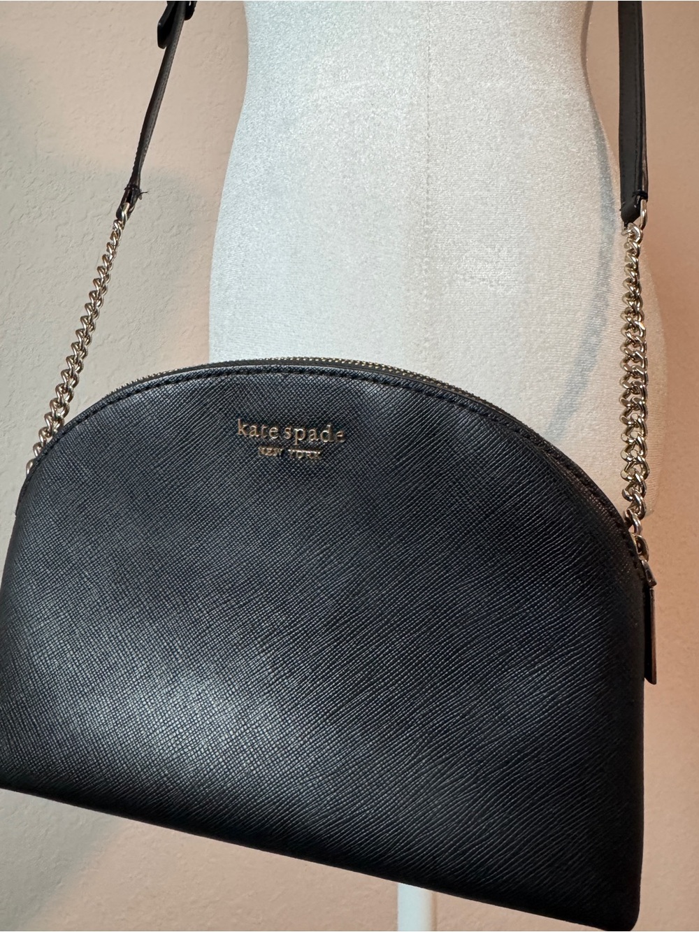 Kate Spade Black Leather Double Zip Crossbody Bag